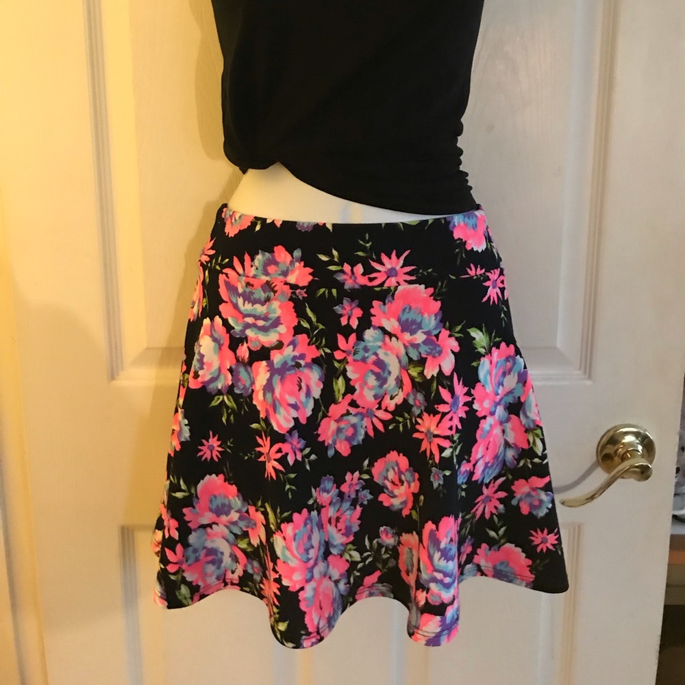 Charlotte Russe Floral Skater Skirt